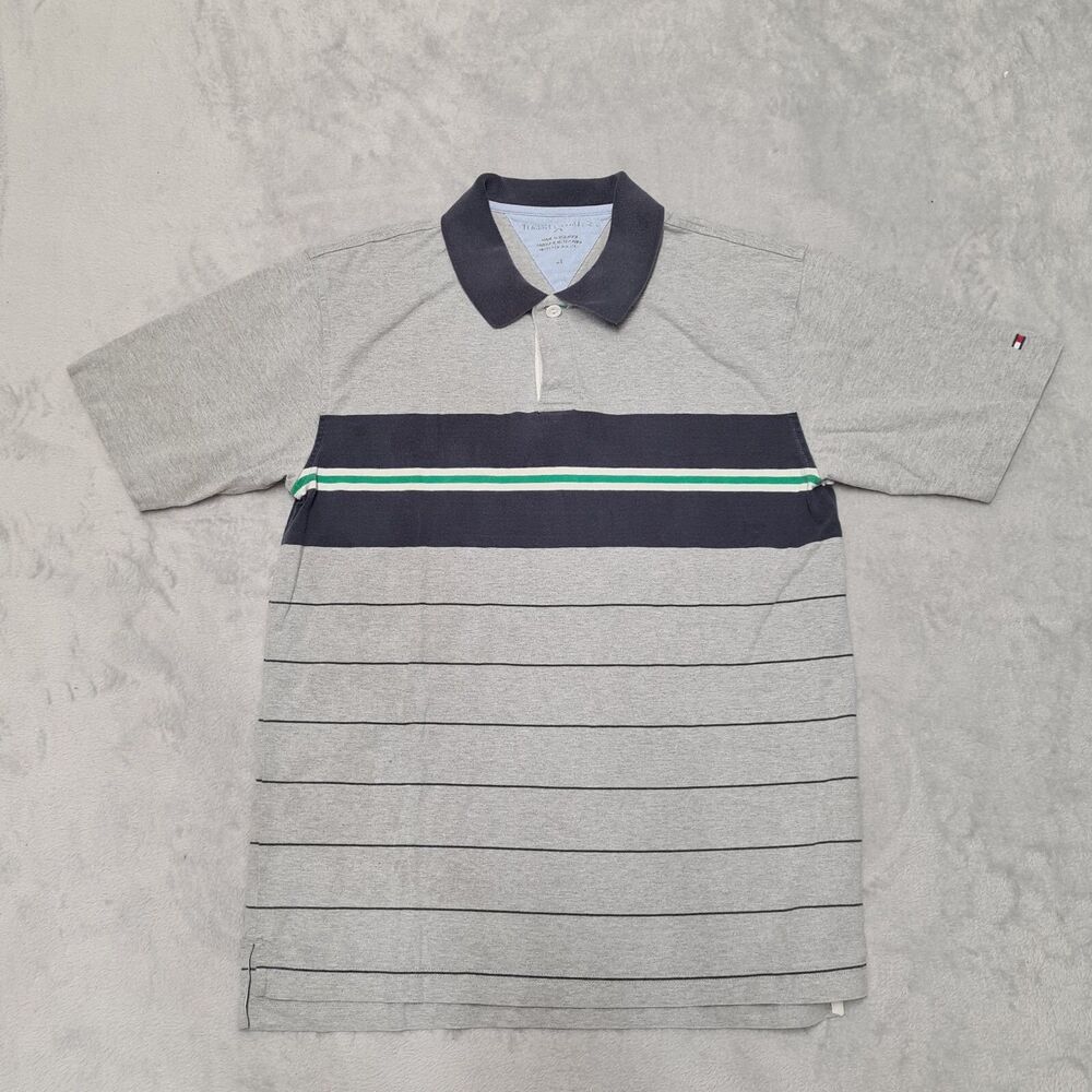 VTG Tommy Hilfiger Polo Shirt Mens XL Stripe Color Block Casual Golf Activewear
